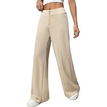 Women's High Waisted Loose Elastic Slightly Flared Foreign Trade Casual Wide Leg Pants