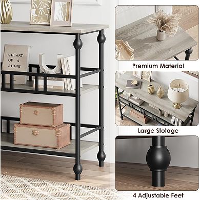 43" Console Table, 3-Tier Entryway Narrow Side Table with Shelves, Sofa Table for Living Room