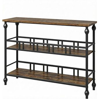 43" Console Table, 3 tier Entryway Narrow Side Table with Shelves, Sofa Table for Living Room