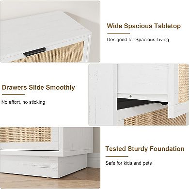 Vertical Narrow Edge Woven 5-Drawer Chest w/Durable Construction, Space-Saving design, Rattan Weave