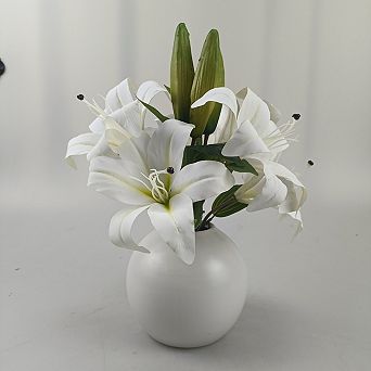 Atificial Lily Flowers 6 Blooms 3 Buds