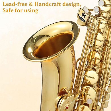 Alto Saxophone Package for All Levels (E Flat) , w/ Carrying Case, Neck Strap, Reeds, Stand