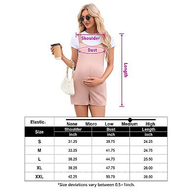 Women Maternity Rompers Jumpsuits Adjustable Spaghetti Strap Pregnancy Overalls Shorts with Pockets