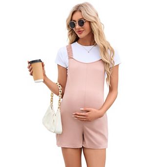 Women Maternity Rompers Jumpsuits Adjustable Spaghetti Strap Pregnancy Overalls Shorts with Pockets