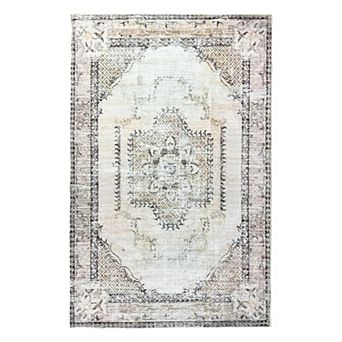 4x6 Boho Washable Rug - Non-Slip, Soft Vintage Print for Bedroom, Living Room & Kitchen