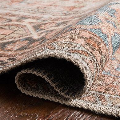 Washable 3x5 Bohemian Carpet, Non-Slip Backing for Indoor/Outdoor Use