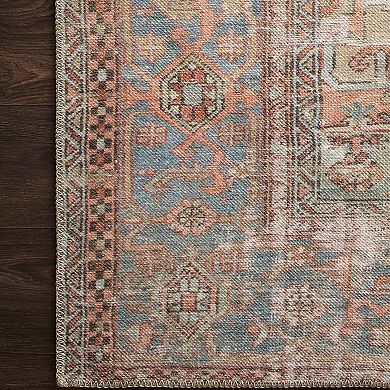 Washable 3x5 Bohemian Carpet, Non-Slip Backing for Indoor/Outdoor Use