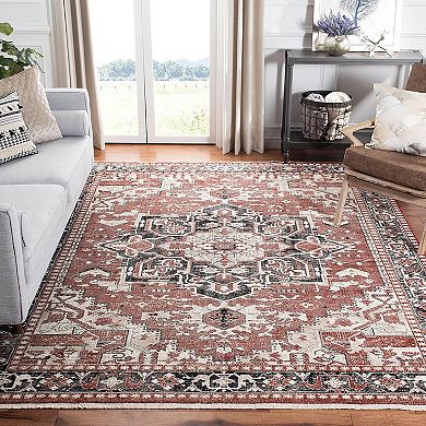 Washable 3x5 Bohemian Carpet, Non-Slip Backing for Indoor/Outdoor Use