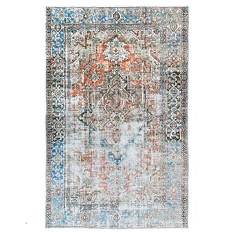 Washable 3x5 Bohemian Carpet, Non-Slip Backing for Indoor/Outdoor Use