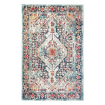Washable 3x5 Bohemian Carpet, Non-Slip Backing for Indoor/Outdoor Use