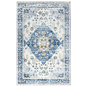 Washable Bohemian 3x5 Area Carpet, Non Slip Backing Washable Area Rugs