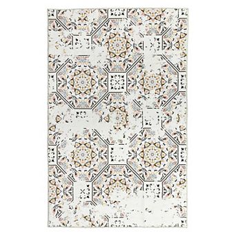 Washable Bohemian 3x5 Area Carpet, Non Slip Backing Washable Area Rugs