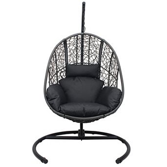 Whisen PE Wicker Swing, Egg Chair with Cushion