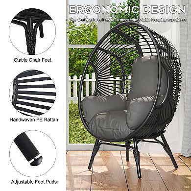 Whisen PE Wicker Weaving Patio Egg Chair with Cushion