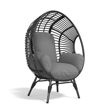 Whisen PE Wicker Weaving Patio Egg Chair with Cushion