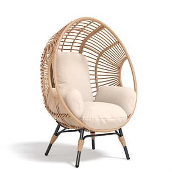 Whisen PE Wicker Weaving Patio Egg Chair with Cushion