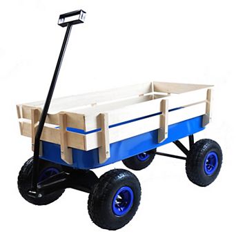 Whisen Outdoor Sport Wagon Tools Cart with Wooden Side Panels and Air Tires