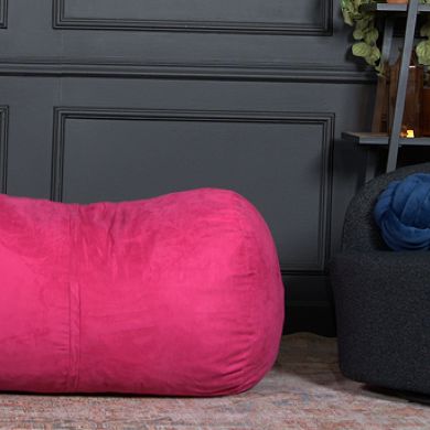 GOODSILO Large Cylindrical Foam-Filled Bean Bag Chair with Removable Cover