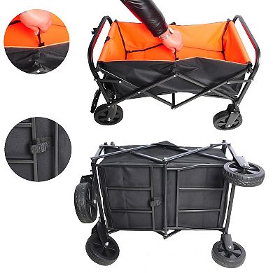 Whisen Mini Folding Wagon, Portable Hand Cart for Garden, Shopping, Beach