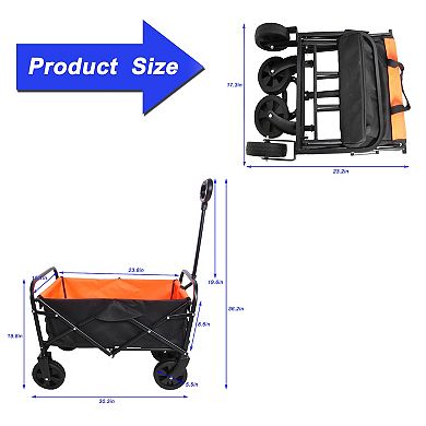Whisen Mini Folding Wagon, Portable Hand Cart for Garden, Shopping, Beach
