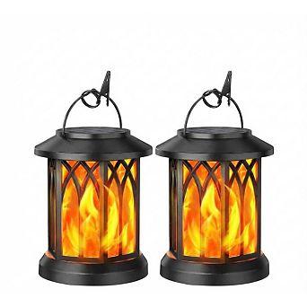 Flickering Flame Outdoor Solar Lanterns - 2 pieces