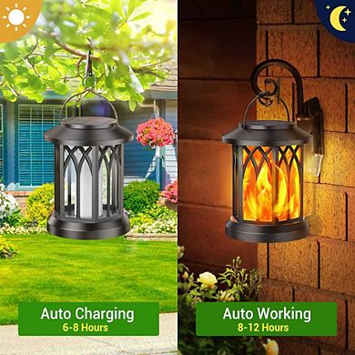 Flickering Flame Outdoor Solar Lanterns - 2 pieces