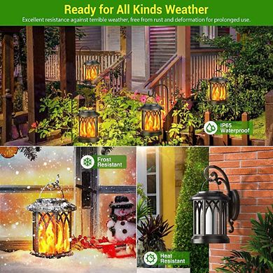 Flickering Flame Outdoor Solar Lanterns - 2 pieces