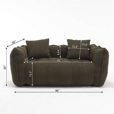 GOODSILO Large Square Beanbag Recliner Sofa with High Resilience Foam Core for Two Person Comfort
