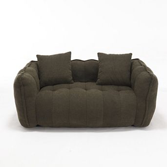 GOODSILO Large Square Beanbag Recliner Sofa with High Resilience Foam Core for Two Person Comfort