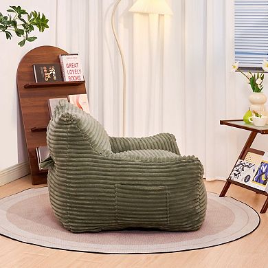 GOODSILO Oversized Bean Bag Chair with Armrests - Corduroy Foam Filled Lounge Floor Sofa