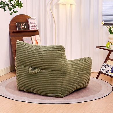 GOODSILO Oversized Bean Bag Chair with Armrests - Corduroy Foam Filled Lounge Floor Sofa