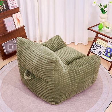 GOODSILO Oversized Bean Bag Chair with Armrests - Corduroy Foam Filled Lounge Floor Sofa
