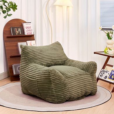 GOODSILO Oversized Bean Bag Chair with Armrests - Corduroy Foam Filled Lounge Floor Sofa