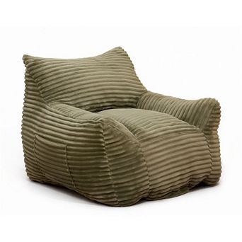 GOODSILO Oversized Bean Bag Chair with Armrests - Corduroy Foam Filled Lounge Floor Sofa