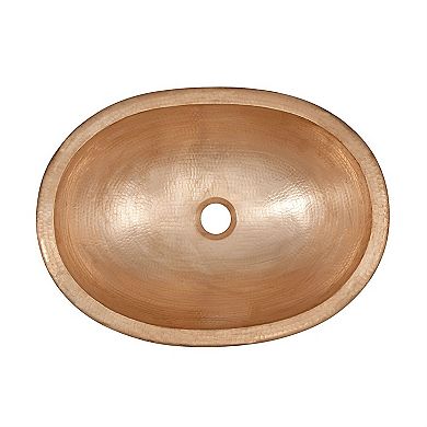 Handcrafted Copper Oval Bathroom Sink with Dual Flex Rim for Undermount or Drop-In Installation