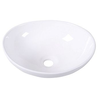 Contemporary White Oval Vessel Sink for Bathroom Vanity or Powder Room, 13.2 inches