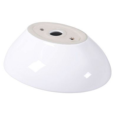 Contemporary White Oval Vessel Sink for Bathroom Vanity or Powder Room, 13.2 inches