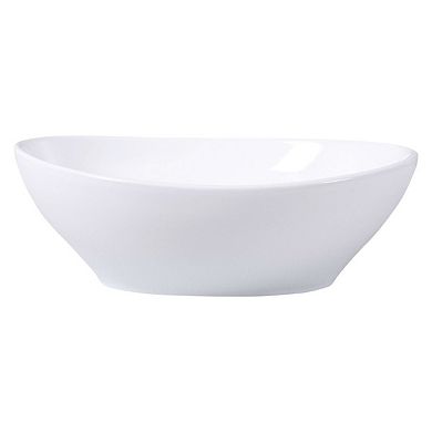 Contemporary White Oval Vessel Sink for Bathroom Vanity or Powder Room, 13.2 inches