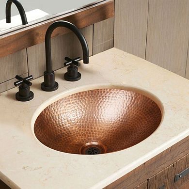 17" x 13" Oval Copper Vessel Sink, Oil-Rubbed Bronze Drop-In or Above-Counter