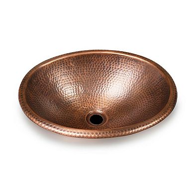 17" x 13" Oval Copper Vessel Sink, Oil-Rubbed Bronze Drop-In or Above-Counter