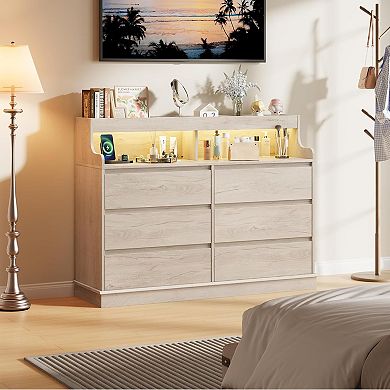 ANIXOL 6-Drawer Dresser with LED & Charging Station
