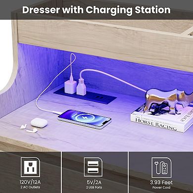 ANIXOL 6-Drawer Dresser with LED & Charging Station