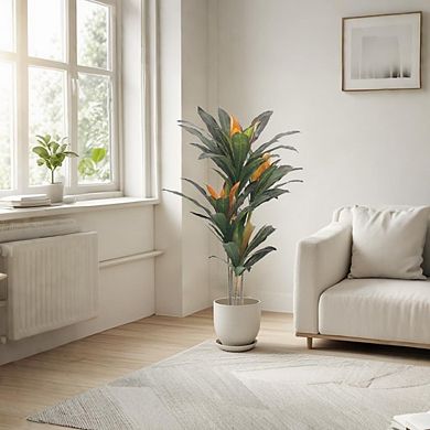 ANIXOL Artificial Dracaena Tree with Realistic Foliage and Adjustable Trunk, Potted Décor