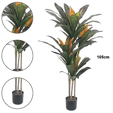 ANIXOL Artificial Dracaena Tree with Realistic Foliage and Adjustable Trunk, Potted Décor