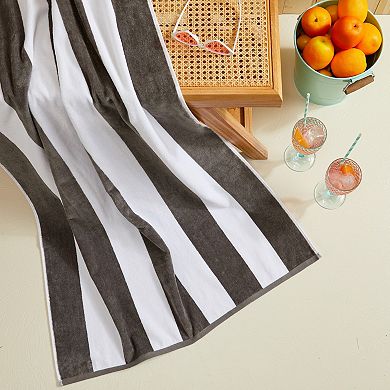 Market & Place Cotton Cabana Stripe Beach Towel Set