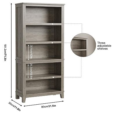 ANIXOL 5-Tier Farmhouse Bookcase