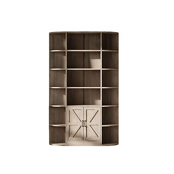 Tall Wooden Bookcase with Storage Cabinet and Adjustable Shelves