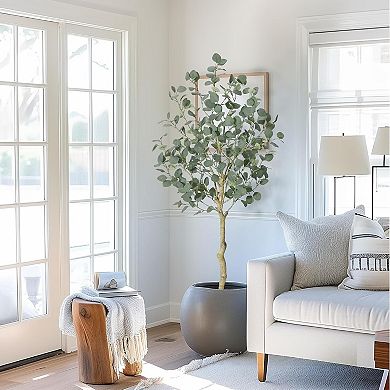 ANIXOL Artificial Eucalyptus Tree with Bendable Branches, Potted Faux Plant
