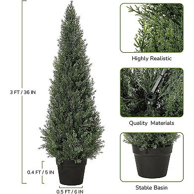 ANIXOL Artificial Cypress Tree, UV Resistant Faux Plant for Indoor and Outdoor Décor