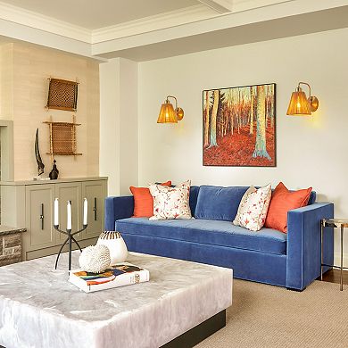 9" Modern Farmhouse Gold Iron Wall Sconce Light with Paper Rope Shade